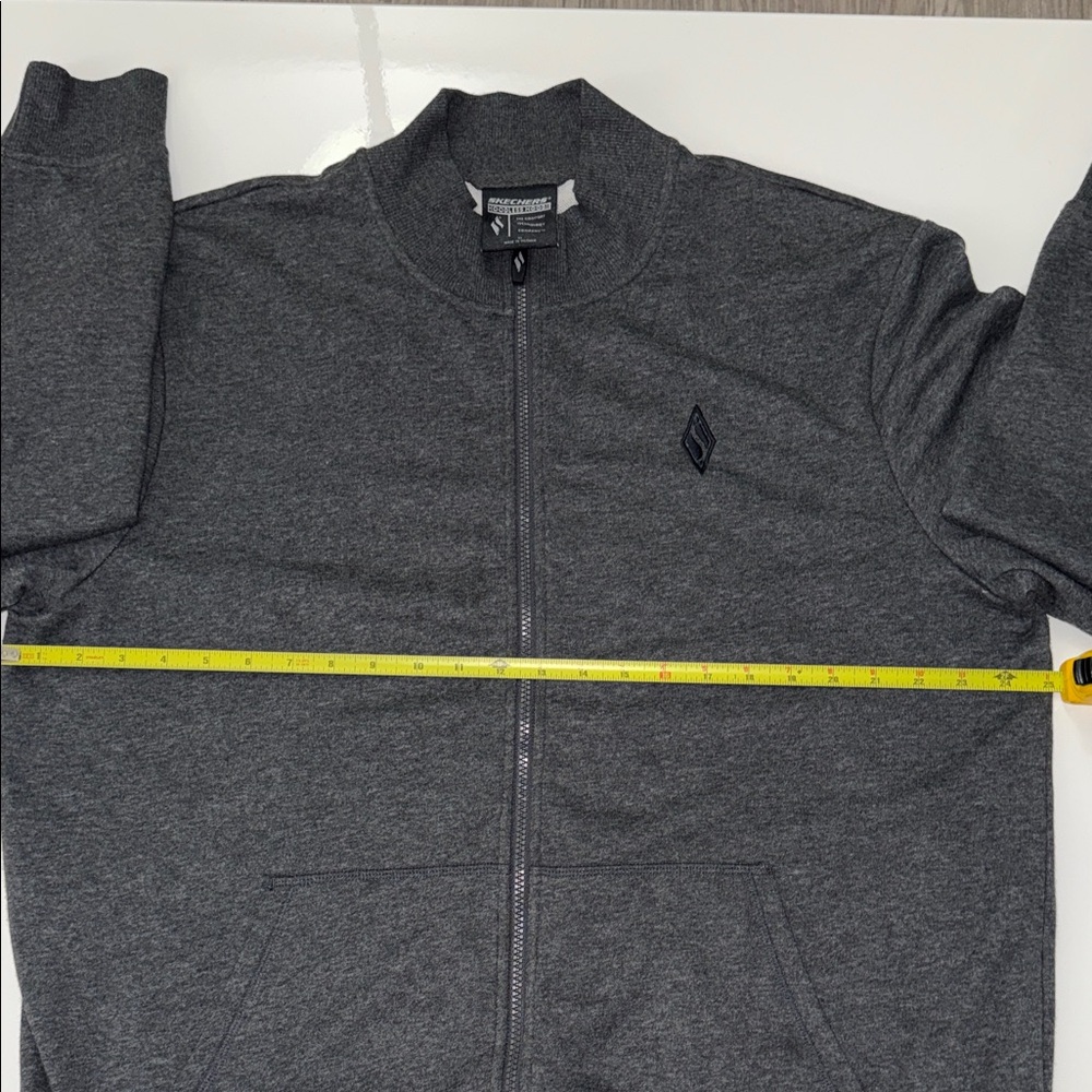 Skechers Jacket Mens XL Hoodless Hoodie Full Zip Knit Sweat Mock Neck Gray - Picture 5 of 7